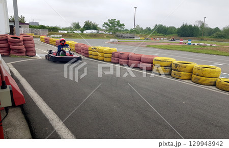 Go-kart track background outdoors 129948942
