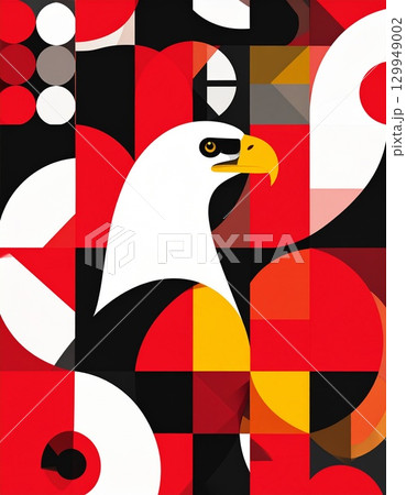 A captivating bird illustration with a mesmerizing geometric design. 129949002