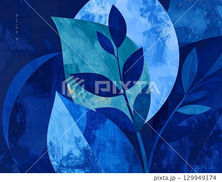 Floral Fantasy in Shades of Indigo 129949174