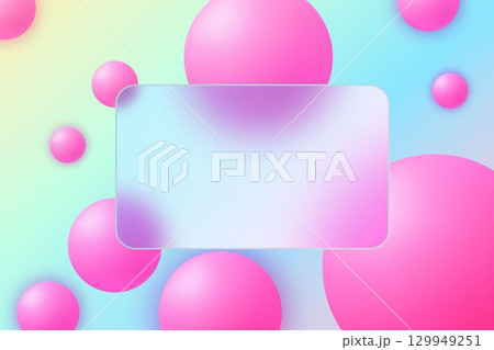 Glass morphism with Bright Pink Spheres. Eps 10 129949251