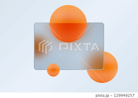 Bright 3D background with orange spheres and glass morphism. Eps 10 129949257