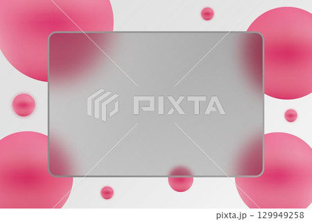 Abstract 3D background with pink spheres and glass morphism. Eps 10 129949258