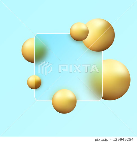 3D abstraction with golden balls and a glass effect. Eps 10 3D abstraction with golden balls and a glass effect. Eps 10 129949284