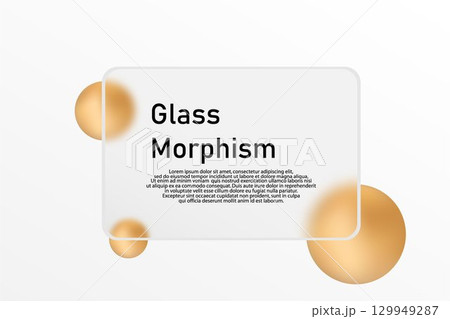 Futuristic Blurred Glass Frame with Gold Spheres. Eps 10 129949287