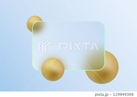 Futuristic Frosted Glass Frame with Golden Balls. Eps 10 Futuristic Frosted Glass Frame with Golden Balls. Eps 10 129949309