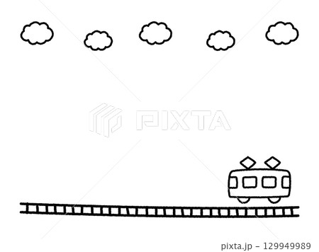 手描きの電車 129949989