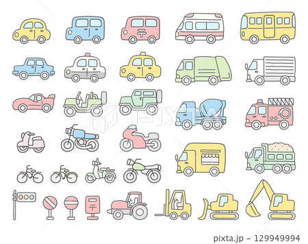 シンプルな車の線画アイコン 129949994
