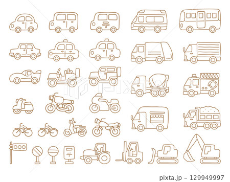 シンプルな車の手描きのアイコン 129949997