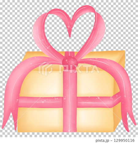 Gift box with bow tie in the shape of a heart 129950116