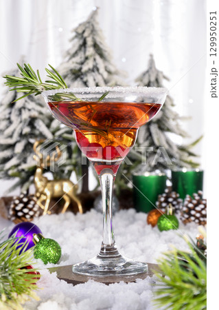 Christmas Manhattan Cocktail 129950251