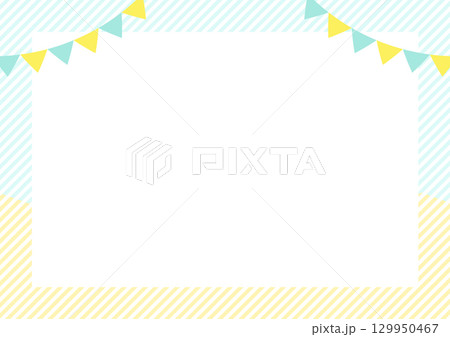 夏のガーランドとストライプ柄のフレーム 129950467