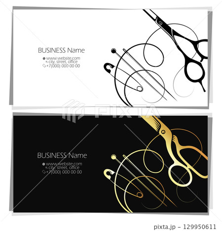 Business card beautiful concept for sewing and cutting salon Business card beautiful concept for sewing and cutting salon 129950611