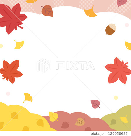 秋のカラフルな落ち葉のフレーム 秋のカラフルな落ち葉のフレーム 129950625
