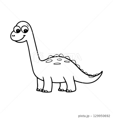 Cute cartoon dinosaur in a playful pose with a friendly expression on a white background Cute cartoon dinosaur in a playful pose with a friendly expression on a white background 129950692