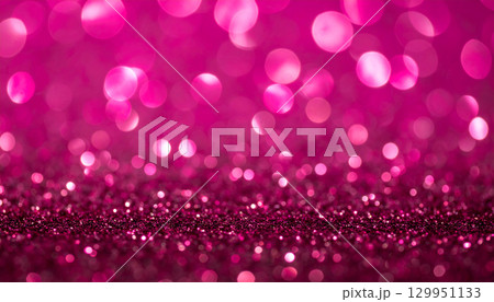 鮮やかなダークピンクのグリッタースパークル背景 129951133