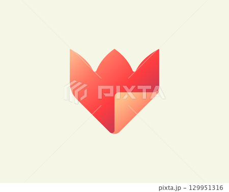Abstract flower, tulip with paper folded corner logo design template. Universal creative cosmetics, salon, spa flat vector icon sign symbol logotype. 129951316