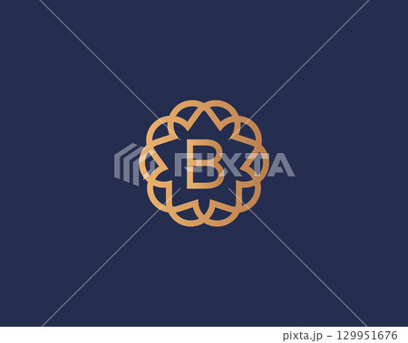 Abstract linear monogram letter B logo icon design modern minimal style illustration. Premium alphabet round wreath frame line emblem sign symbol mark vector logotype Abstract linear monogram letter B logo icon design modern minimal style illustration. Premium alphabet round wreath frame line emblem sign symbol mark vector logotype 129951676