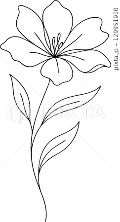 Simple flower outline icon line art, black and white doodle style Simple flower outline icon line art, black and white doodle style 129951910
