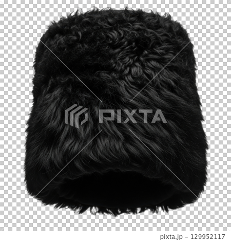Traditional black astrakhan fur hat a luxury cossack papakha and caucasian winter headwear 129952117