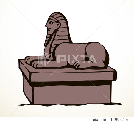 Vector drawing. Egyptian sphinx monument 129952163
