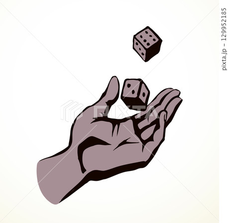 Vector drawing. The hand draws lots Vector drawing. The hand draws lots 129952185