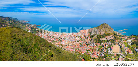 Cefalu city aerial panoramic view in Sicily, Italy Cefalu city aerial panoramic view in Sicily, Italy 129952277