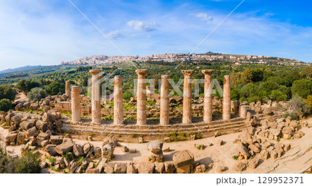 Temple of Heracles aerial panoramic view, Agrigento 129952371
