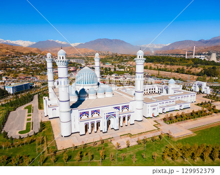 Central Cathedral Mosque of Dushanbe city aerial view Central Cathedral Mosque of Dushanbe city aerial view 129952379