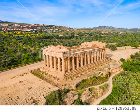 Temple of Concordia aerial panoramic view, Agrigento Temple of Concordia aerial panoramic view, Agrigento 129952389