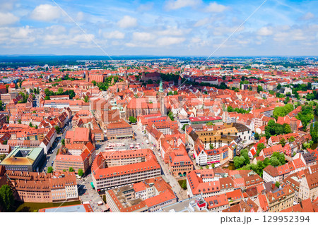 Nuremberg old town aerial panoramic view 129952394