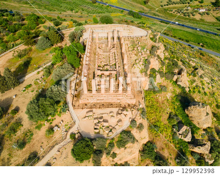 Temple of Hera aerial panoramic view, Agrigento Temple of Hera aerial panoramic view, Agrigento 129952398