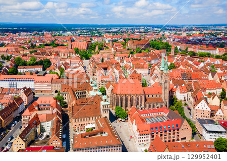 Nuremberg old town aerial panoramic view 129952401