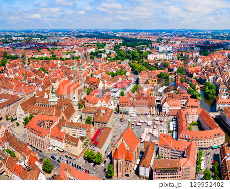 Nuremberg old town aerial panoramic view 129952402