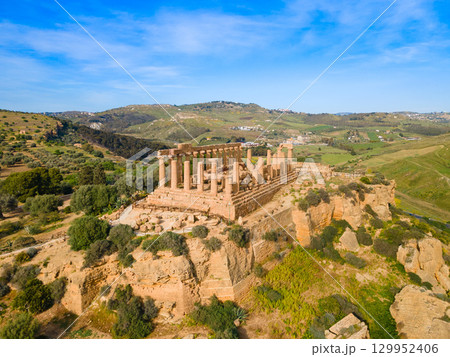Temple of Hera aerial panoramic view, Agrigento 129952406