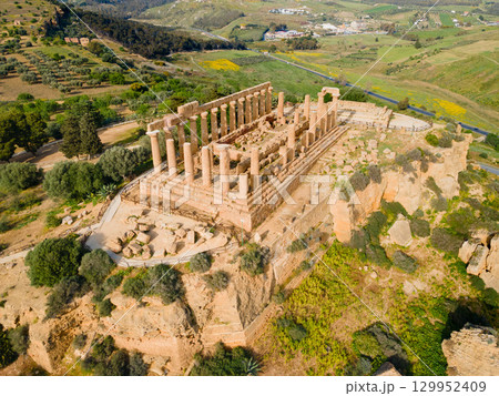 Temple of Hera aerial panoramic view, Agrigento 129952409