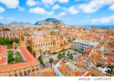 Palermo Cathedral or Duomo aerial panoramic view, Sicily Palermo Cathedral or Duomo aerial panoramic view, Sicily 129952425