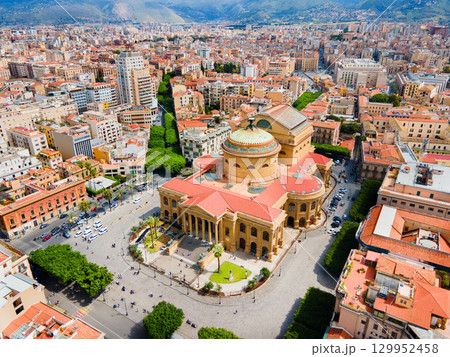Teatro Massimo Vittorio Emanuele theater aerial view 129952458