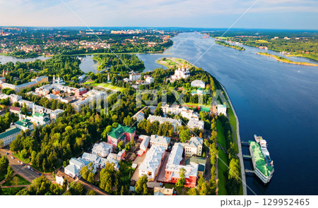 Yaroslavl city, Volga river aerial view 129952465