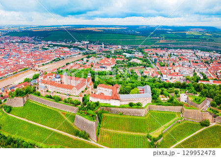 Marienberg Fortress aerial view in Wurzburg city Marienberg Fortress aerial view in Wurzburg city 129952478