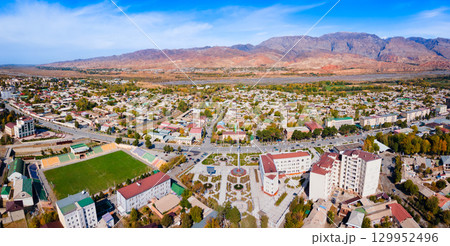 Penjikent city aerial panoramic view in Tajikistan Penjikent city aerial panoramic view in Tajikistan 129952496