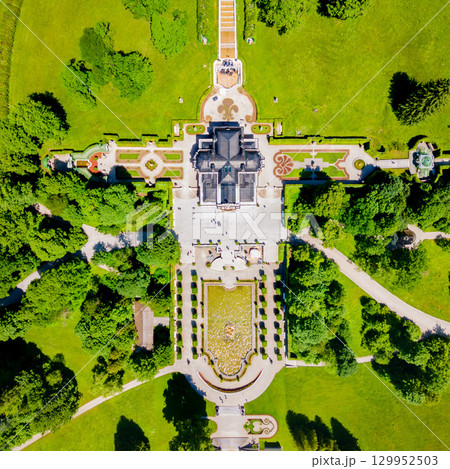 Schloss Linderhof Palace aerial panoramic view Schloss Linderhof Palace aerial panoramic view 129952503