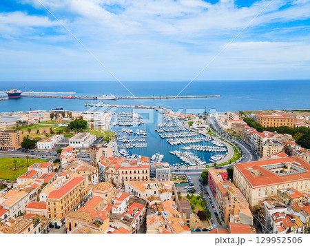 Palermo city port aerial panoramic view in Sicily Palermo city port aerial panoramic view in Sicily 129952506