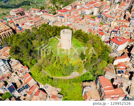 Torre di Federico aerial panoramic view in Enna Torre di Federico aerial panoramic view in Enna 129952526