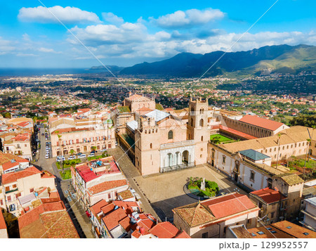 Monreale Cathedral or Duomo di Monreale aerial view, Palermo 129952557