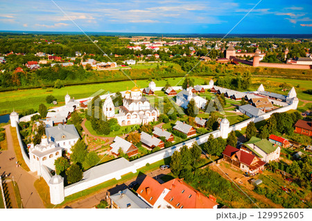 Intercession Pokrovsky Monastery aerial view, Suzdal Intercession Pokrovsky Monastery aerial view, Suzdal 129952605
