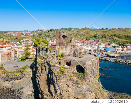 Castello Normanno or Norman Castle aerial panoramic view 129952610