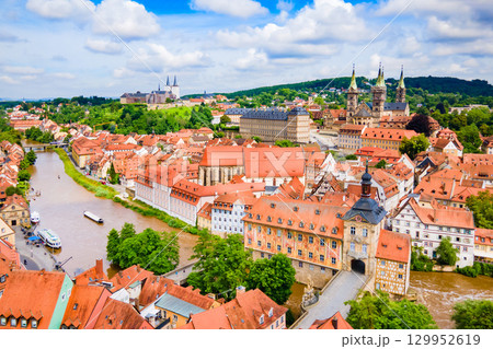 Bamberg old town aerial panoramic view Bamberg old town aerial panoramic view 129952619