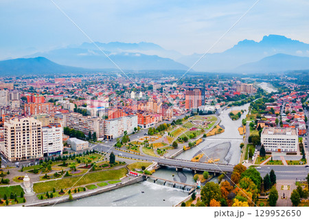 Vladikavkaz city aerial panoramic view 129952650