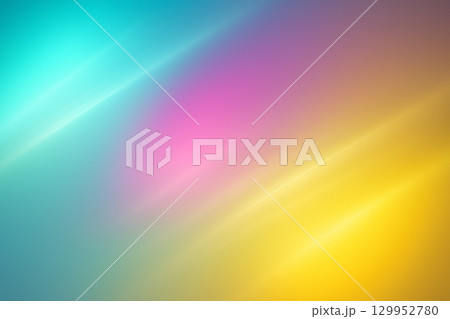 Bright teal and pink light streaks blending across a yellow gradient abstract glow 129952780