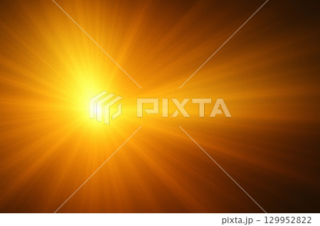 Radiant bright golden yellow light shining outward with glowing intensity 129952822